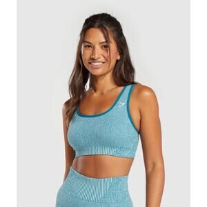Gymshark Marl Seamless Scoop Bra Blue Womens Size Medium Gym Yoga Pilates